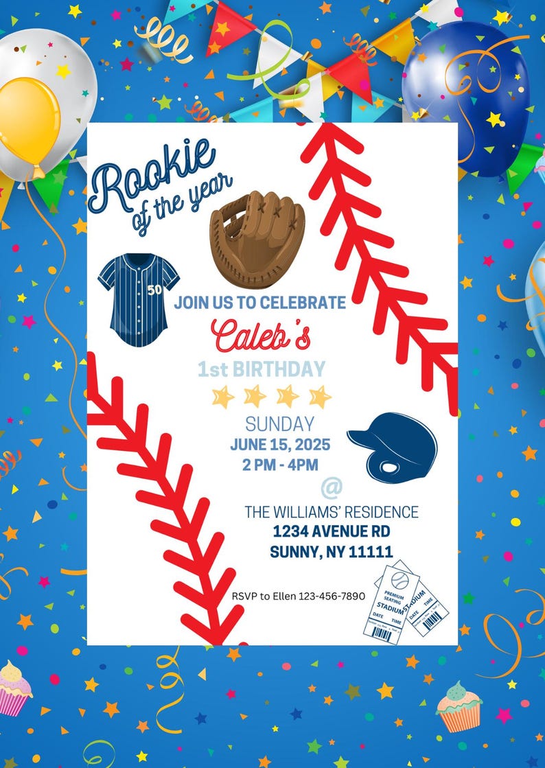 Rookie of the Year Digital Party Invitation (can Be Edited With Canva ...