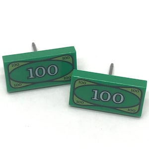100 Dollar Bill Brick Stud Earrings