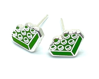 Cutebricks Green Enamel Stud Earrings