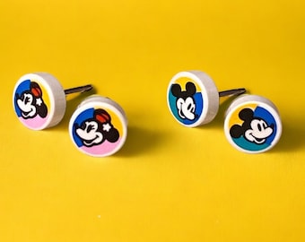 2-Pack Brick Mickey and Minnie Color Stud Earrings