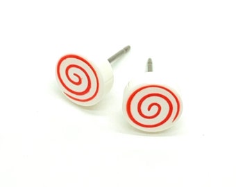 Single Pair Candy Swirl Brick Stud Earrings