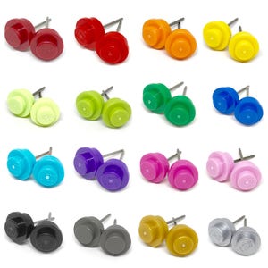 FIVE Pairs of Solid Round Brick Stud Earrings