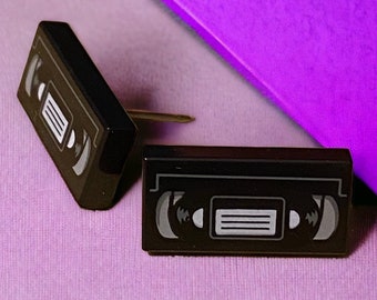 Video Cassette Tape Brick Stud Earrings