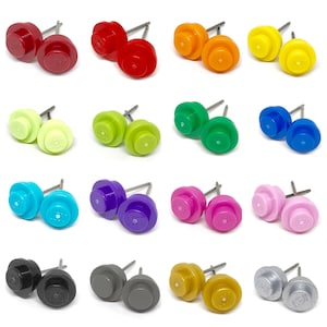 TWO Pairs of Solid Round Brick Stud Earrings