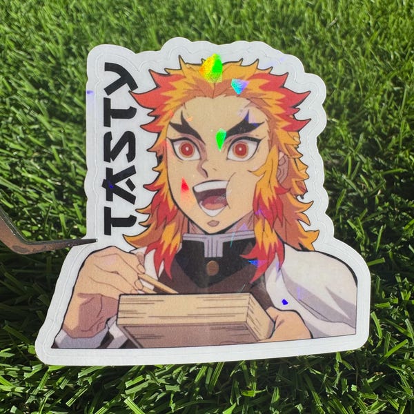 Rengoku Leckerer holografischer Aufkleber | Anime Aufkleber