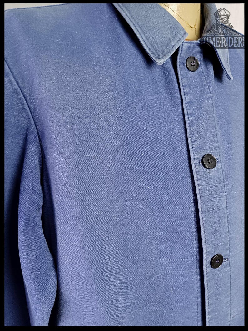 Vintage 1950s-1960s German Workwear Indigo Blue Moleskin Chore Jacket ES301 image 7