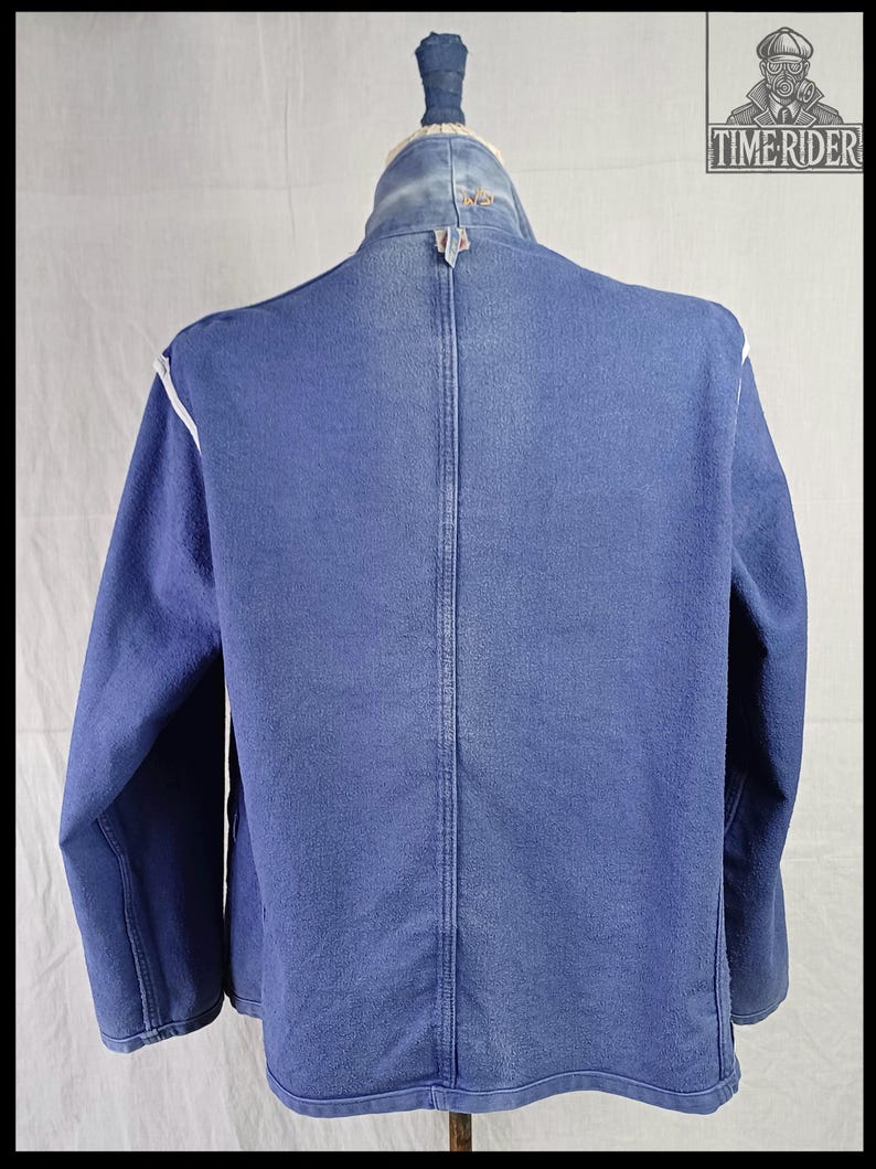 Vintage 1950s-1960s German Workwear Indigo Blue Moleskin Chore Jacket ES301 image 6