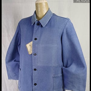 Vintage 1950s-1960s German Workwear Indigo Blue Moleskin Chore Jacket ES301 image 3