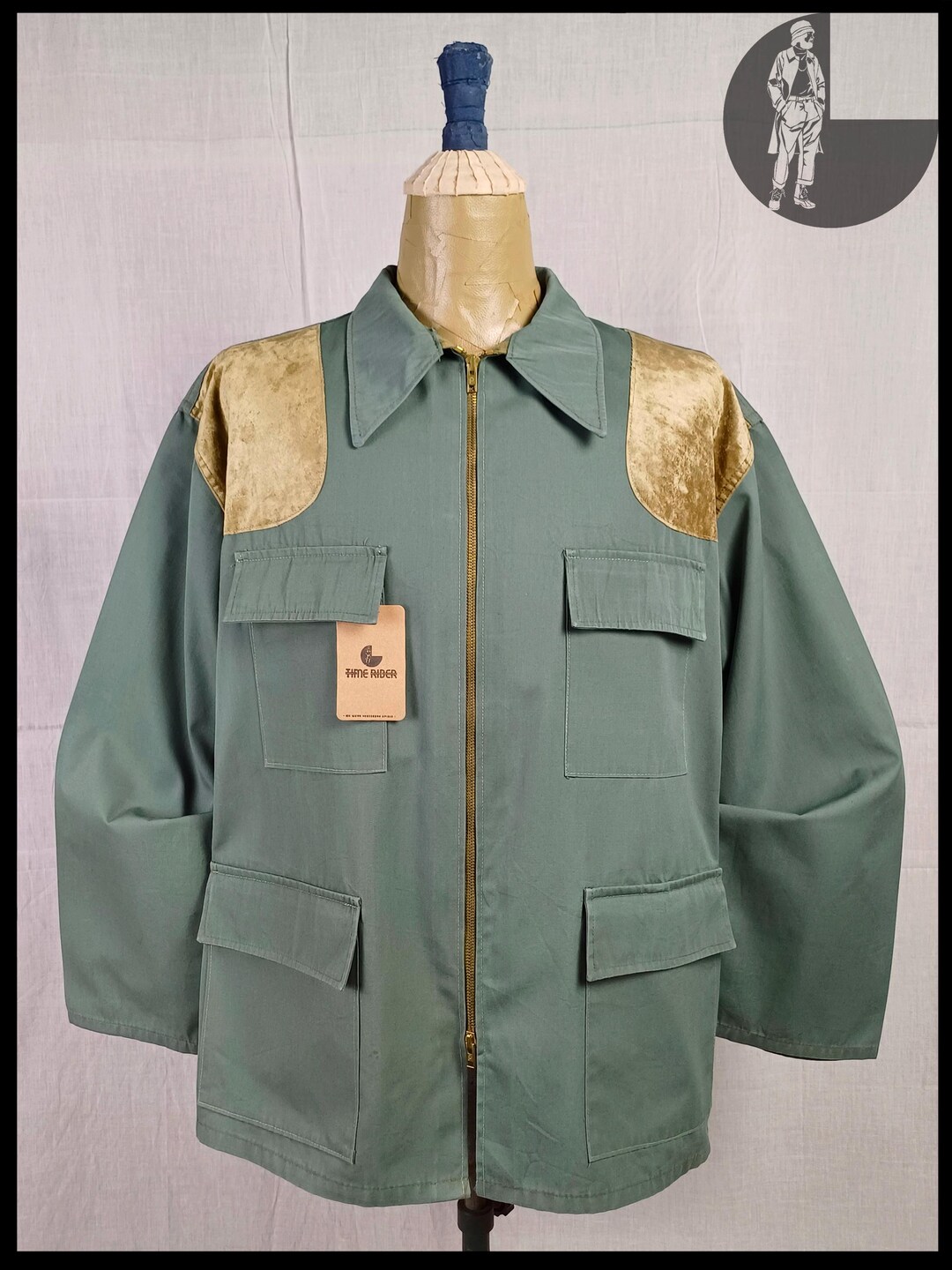 Vintage 1970s French Workwear Colamtis Green Hunting Jacket ES212 