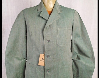 Vintage ‘60s Swedish Military FRISTADS Workwear Salt & Pepper Denim chore Jacket ES215