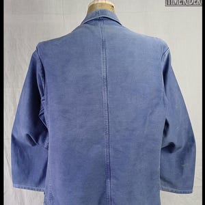 Vintage 1950s-1960s German Workwear Indigo Blue Moleskin Chore Jacket ES301 image 4