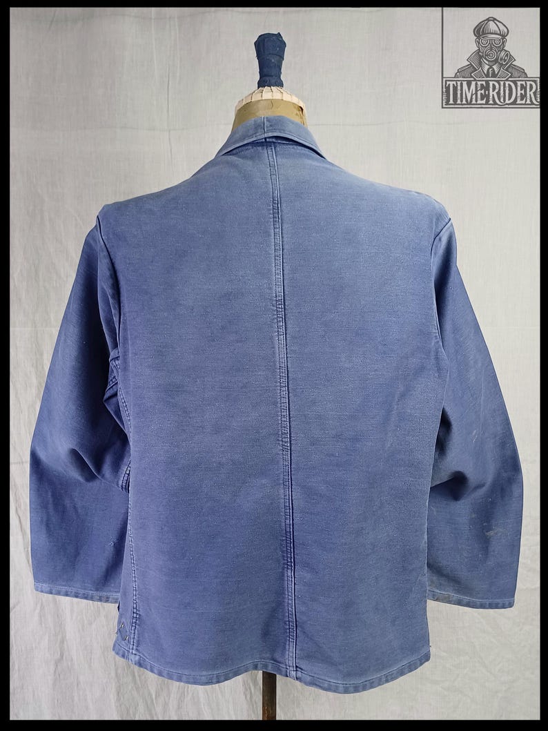 Vintage 1950s-1960s German Workwear Indigo Blue Moleskin Chore Jacket ES301 image 4