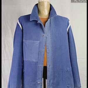 Vintage 1950s-1960s German Workwear Indigo Blue Moleskin Chore Jacket ES301 image 5