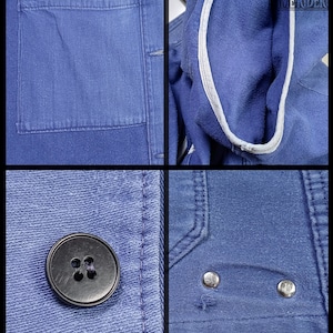 Vintage 1950s-1960s German Workwear Indigo Blue Moleskin Chore Jacket ES301 image 14