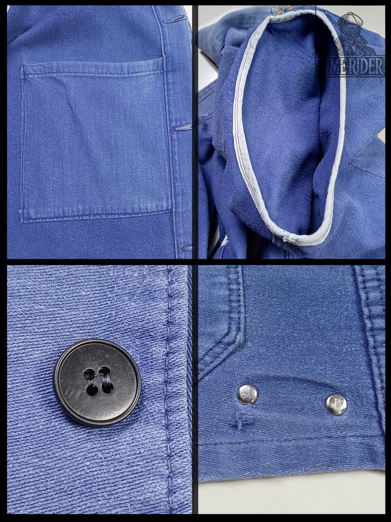 Vintage 1950s-1960s German Workwear Indigo Blue Moleskin Chore Jacket ES301 image 14