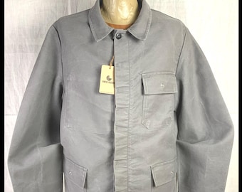 Vintage French Work Chore Jacket, Blue Cotton Artist Smock, 1940s