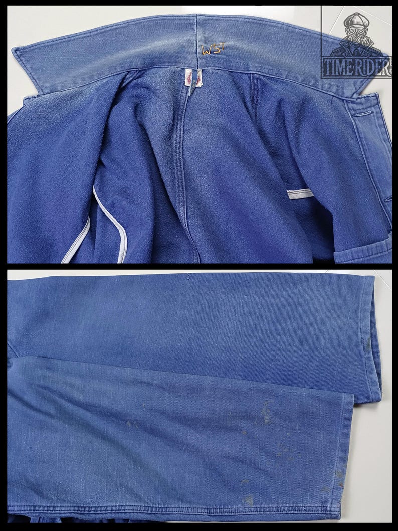 Vintage 1950s-1960s German Workwear Indigo Blue Moleskin Chore Jacket ES301 image 11