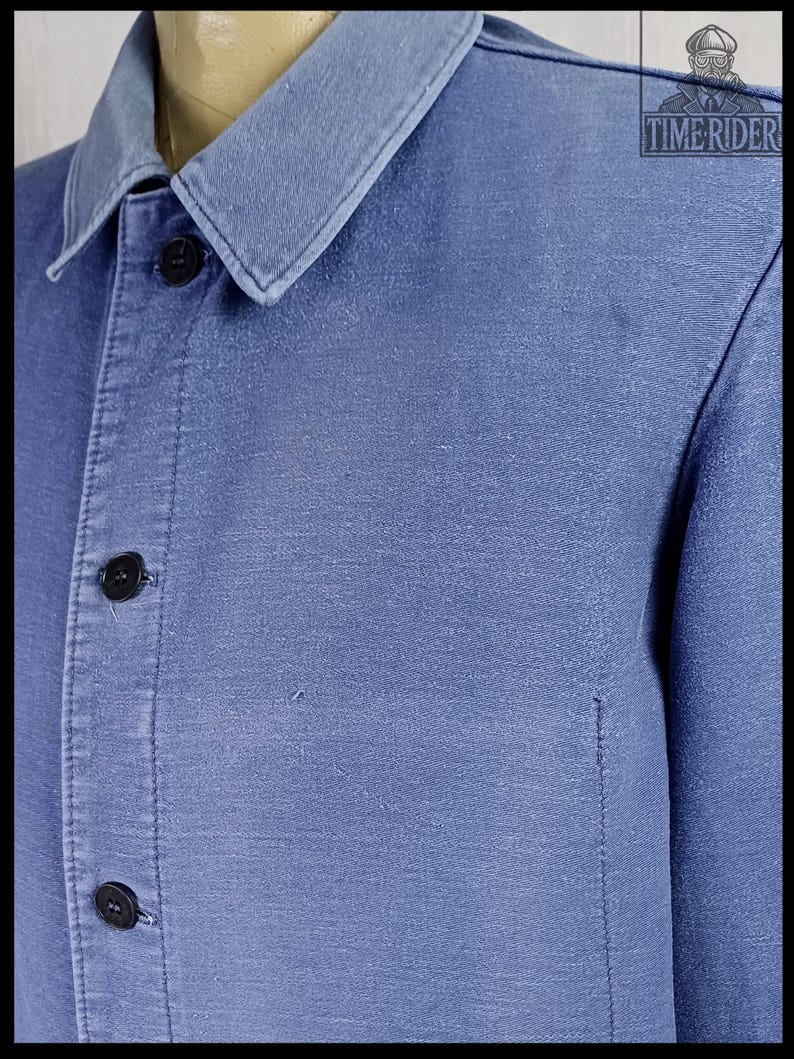 Vintage 1950s-1960s German Workwear Indigo Blue Moleskin Chore Jacket ES301 image 8