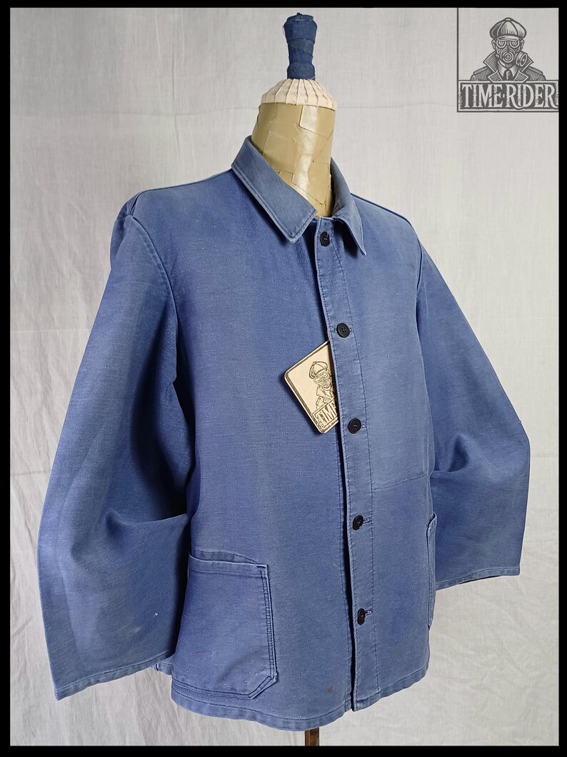 Vintage 1950s-1960s German Workwear Indigo Blue Moleskin Chore Jacket ES301 image 2