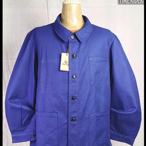 Vintage ‘60s French Military Workwear ‘OD FLERS’ Bleu De Travail Indigo Blue Chore Jacket
