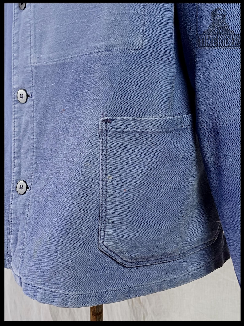 Vintage 1950s-1960s German Workwear Indigo Blue Moleskin Chore Jacket ES301 image 10