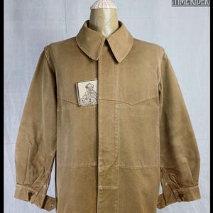 Vintage 1950s French Workwear National Railway SNCF Brown Duck Canvas Chore Jacket