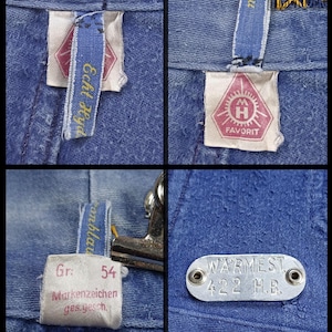 Vintage 1950s-1960s German Workwear Indigo Blue Moleskin Chore Jacket ES301 image 13