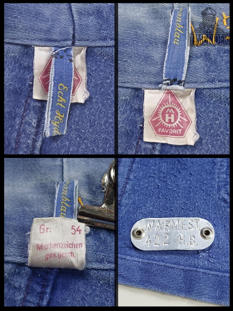 Vintage 1950s-1960s German Workwear Indigo Blue Moleskin Chore Jacket ES301 image 13