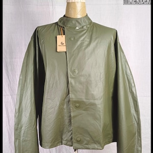 ジャケット・アウター swedish army rubber rain coat 1960s Genuine Swedish Army Black Raincoat Rubber Coat
