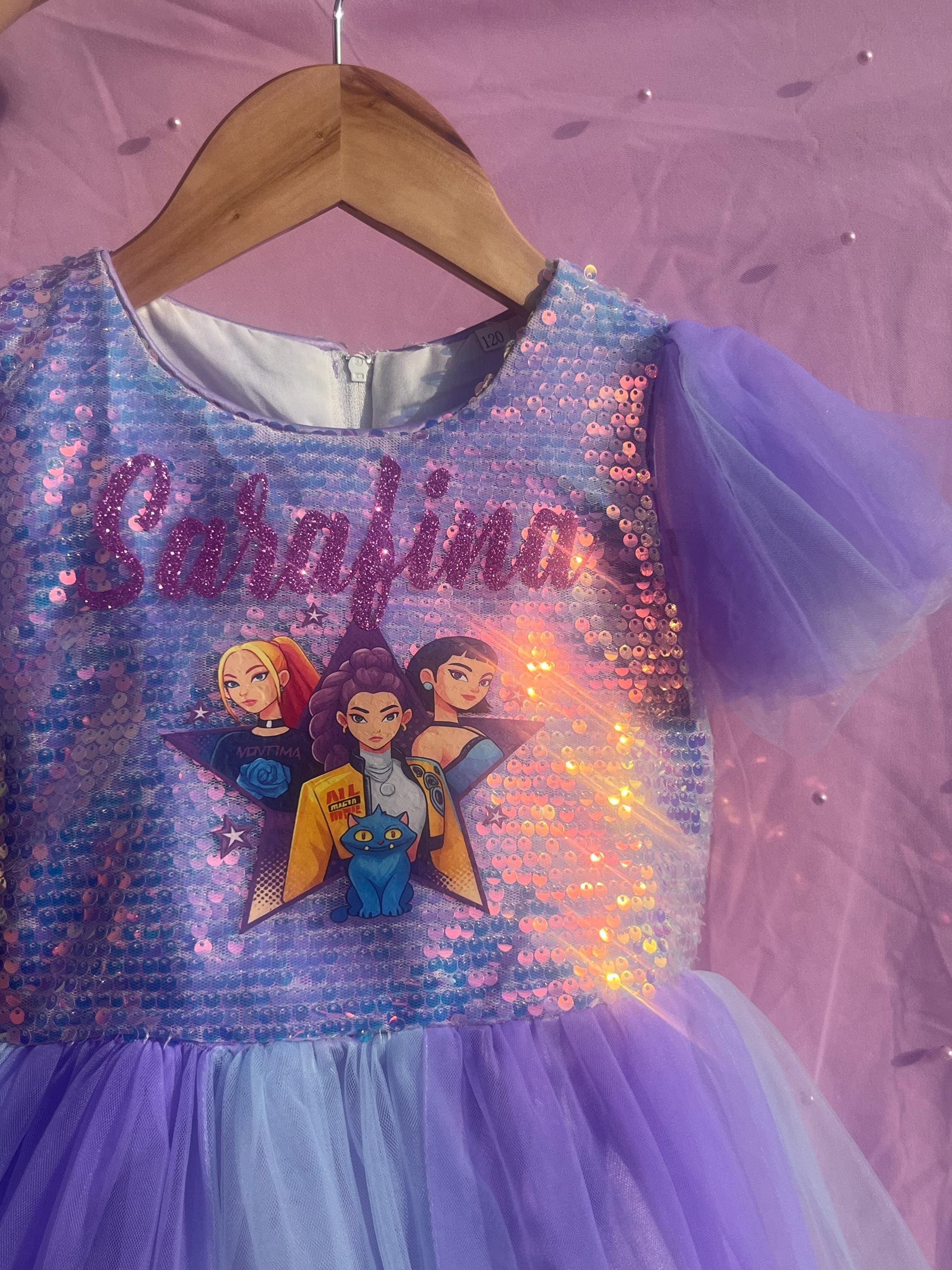 Demon Hunter Inspired Kids Dress K Pop Custom Birthday Outfit for Girls Demon Hunter Inspired Kids Dress K Pop Custom Birthday Outfit for Girls