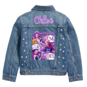 Custom Denim Jacket K Pop Demon Hunters Inspired Handcrafted Streetwear Anime and K pop Fan Gift Unisex Korean Fashion