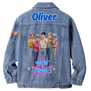 Custom Denim Jacket Saja Boys K-Pop Fans, Personalised Handcrafted Kpop Gift