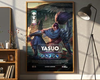 League of Legends Poster Design YASUO liquid glass effect