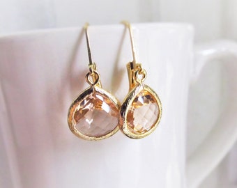 Topaz Jewelry, Gold Birthstone Earrings, November Birth Stone Dangle, Topaz Birthstone Gifts, November Birthday Gift for Her Women Girls