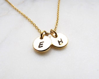 Gold Initial Necklace for Mom or Grandma, Kids Initials Letter Charm Necklace, Personalized Family Jewelry Gift, 1 - 12 Children Charms