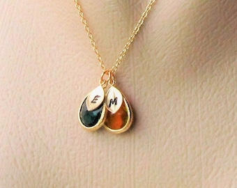 Family Birthstone Necklace for Mom, Personalized Custom Jewelry Gifts for Moms Mother Grandma, Initial Birth Stones, Christmas Gift