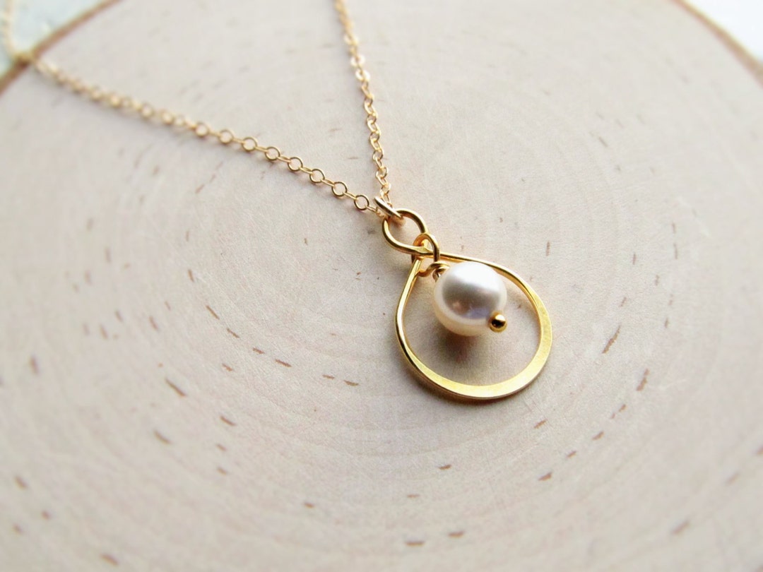 Pearl Infinity Pearl Infinity Necklace in Gold, 14k Gold Filled Infinity Pendant Charm ...