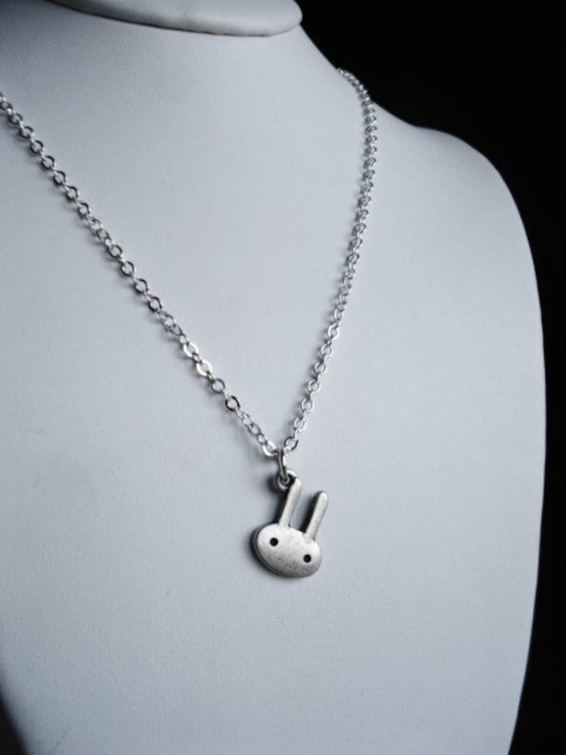 Bunny Necklace Silver Rabbit Charm Pendant Necklace Cute - Etsy