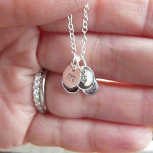 Personalized Jewelry for Mom, Sterling Silver Birthstone Initial Charm Necklace, Personalized Mother Jewelry, 1-6 Birthstones, Gift for Mom image 3