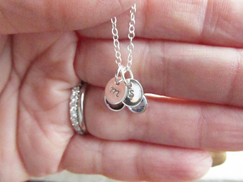 Personalized Jewelry for Mom, Sterling Silver Birthstone Initial Charm Necklace, Personalized Mother Jewelry, 1-6 Birthstones, Gift for Mom image 3