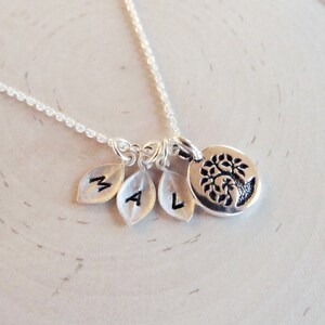 Gift for Mother, Silver Family Tree with Initial, Necklace for Mom, Personalized Jewelry for Her, Tree of Life, Gift for Grandmother, image 2