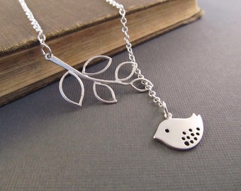 Cute Kissing Birds On A Branch Pendant Necklace Split Chain With Gift Bag Cute Kissing Birds On A Branch Pendant Necklace Split Chain With Gift Bag