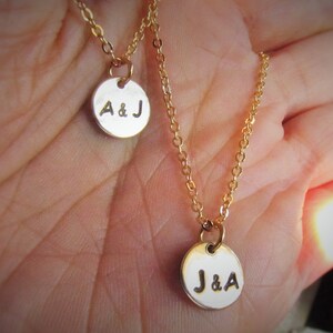 Couples Necklace Set, Two Initial Necklaces, Initials Jewelry for Him and Her, Boyfriend Girlfriend Gift for Valentines Day Anniversary image 6