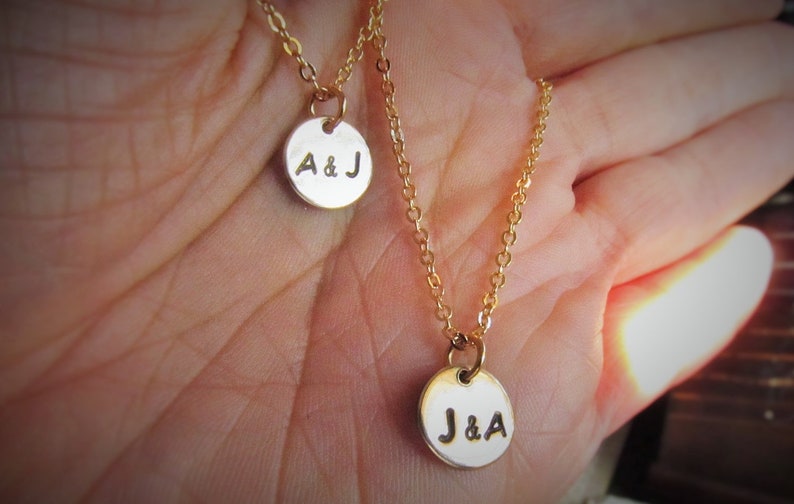 Couples Necklace Set, Two Initial Necklaces, Initials Jewelry for Him and Her, Boyfriend Girlfriend Gift for Valentines Day Anniversary image 6