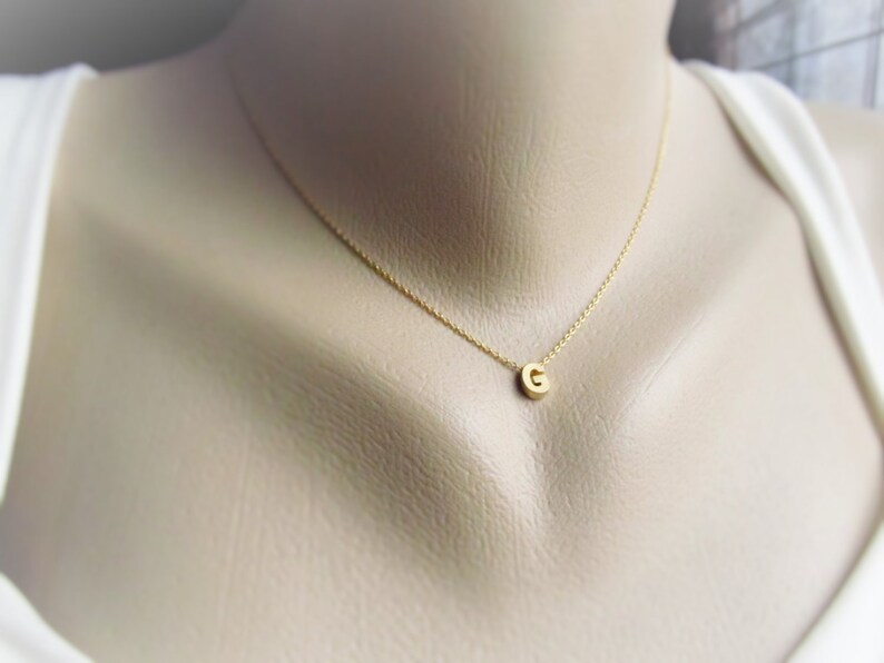 Gold Initial Necklace, Tiny Letter Necklace, Initial Jewelry, Gold Letter Charm, Customized Gift, Personalized Jewelry, Layered Necklace image 4