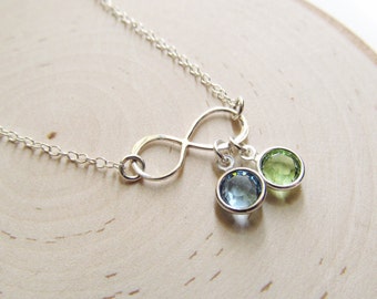 Infinity Necklace Sterling Silver Birthstone, Mothers Necklace, Birthstone Necklace for Mom, Family Birthstone Jewelry, Gift for Mom Jewelry