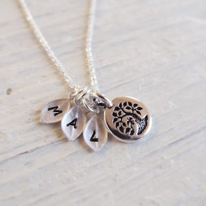 Gift for Mother, Silver Family Tree with Initial, Necklace for Mom, Personalized Jewelry for Her, Tree of Life, Gift for Grandmother, image 3