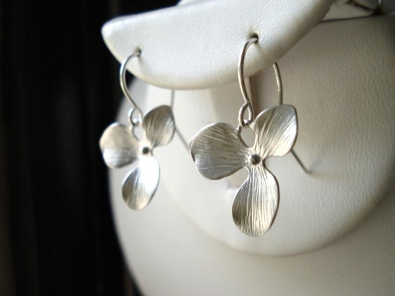 Silver Flower Earrings Sterling Silver Dangles Orchid Etsy