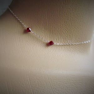 Vampire Jewelry, Choker Necklace, Sterling Silver with Red Crystals, Vampire Bite Necklace, Gothic Jewelry,  Halloween Jewelry, Blood Drops