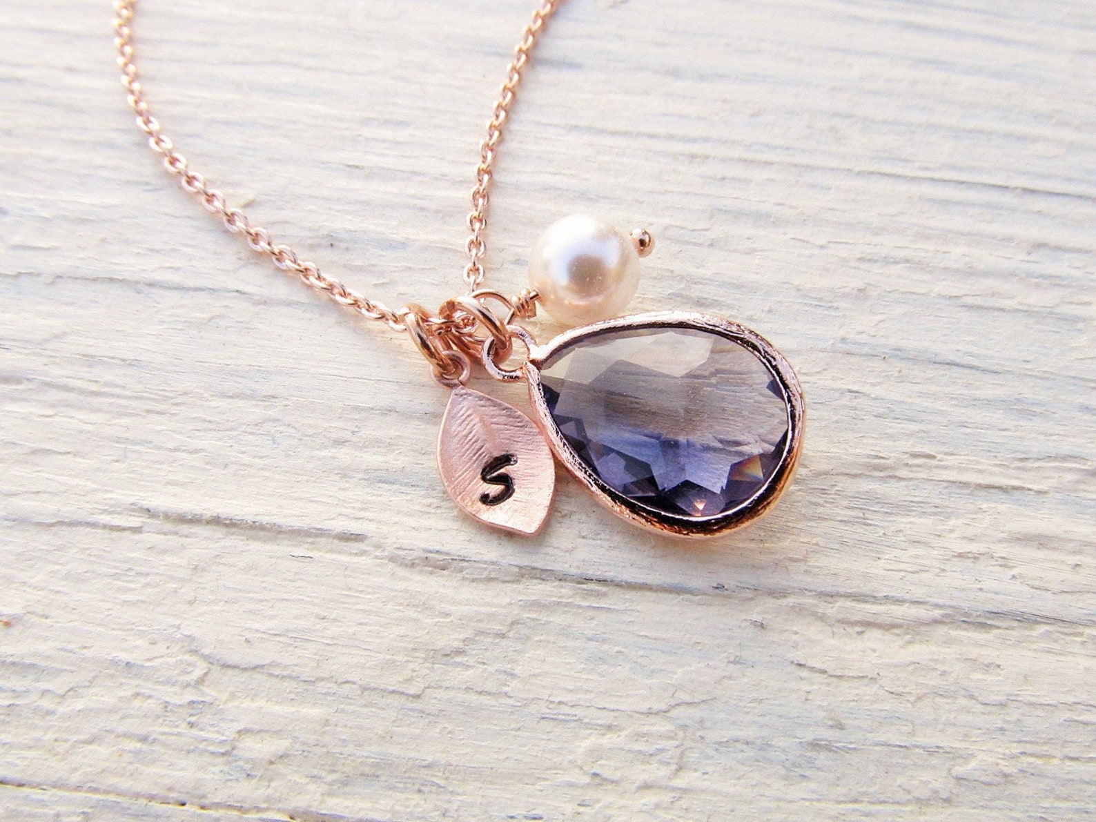 Rose Gold Birthstone Necklace for Women Personalized Rosegold Etsy